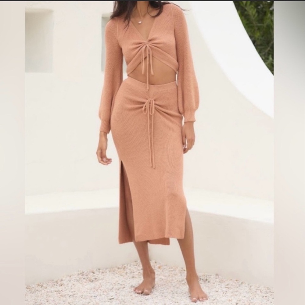 Anthropologie Peach Knit 2-piece Set